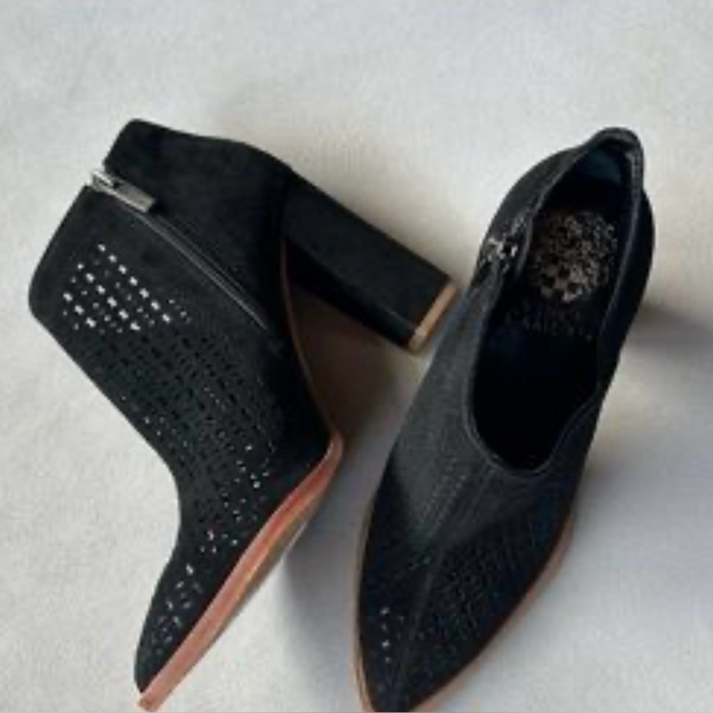 Vince Camuto Black Perforated Ankle Booties
